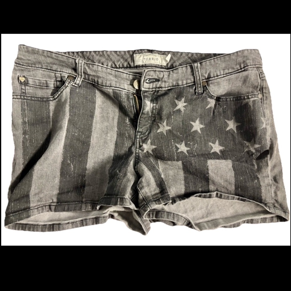 torrid Gray American Flag Denim Shorts